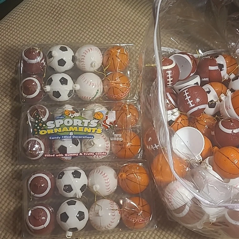 Decorative hanging sports ornaments soccer football basketball baseball 3 sets